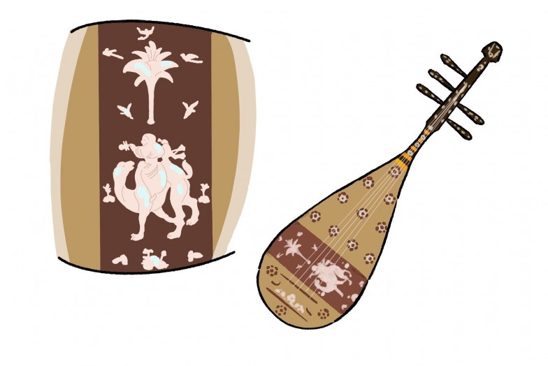 正倉院に所蔵される螺鈿紫檀五弦琵琶。螺鈿の国産化は8世紀後半から9世紀頃なので、この琵琶は中国で作られたものだと考えられる。貝の殻を埋め込んで模様を作り出す螺鈿細工にはヤコウガイが欠かせなかった。